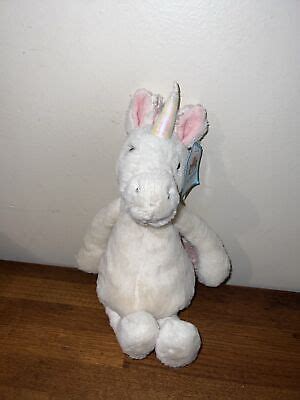 Jellycat Medium Bashful Unicorn Plush White Pink Soft Cuddly 10 NEW