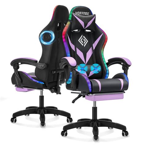 Hoffree Gaming Chair with Bluetooth Speakers Office Chair with Footrest ...