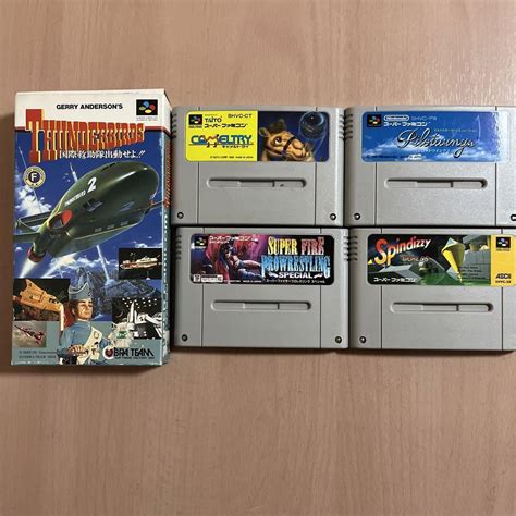 Nintendo Super Famicom Snes Game Software Lot 5 Thunderbird Pilot Wings