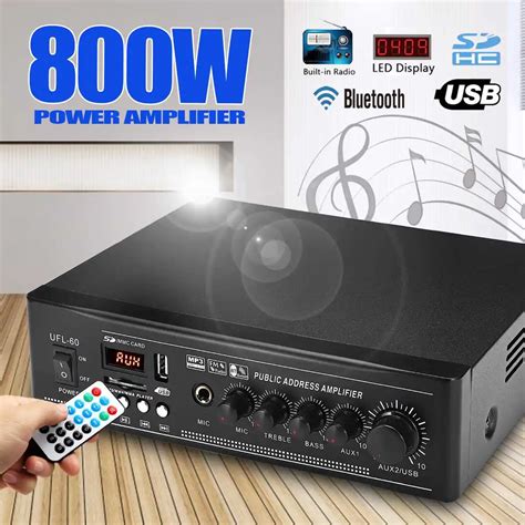 W Mini Hifi Audio Stereo Power Amplifier Bluetooth Fm Radio Usb Sd