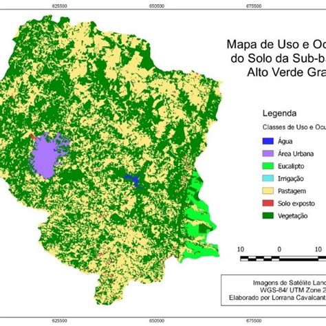 Mapa temático do uso e ocupação do solo da sub bacia do Alto Verde