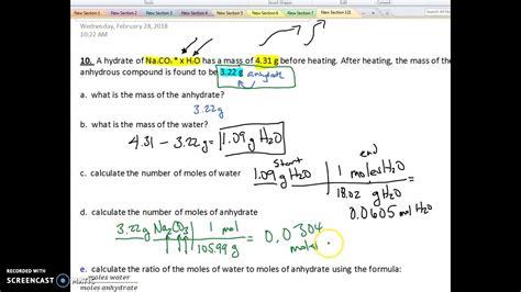 Calculating The Formula Of An Unknown Hydrate Youtube