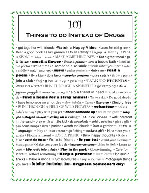 Fillable Online Things To Do Instead Of Drugs Fax Email Print PdfFiller