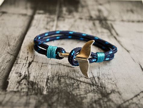 Blue Whale Tail Mens Paracord Nautical Bracelet Nautical Wristband