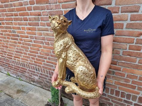 XL Leopard Statue Gold Resin Polyester Catawiki