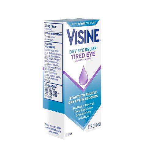 Visine Dry Eye Relief Tired Eye Lubricant Eye Drops 05 Fl Oz Instacart