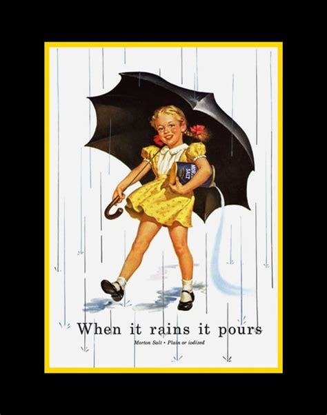 When It Rains It Pours Vintage 1950s Mortons Salt Poster Nostalgic