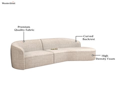 Buy Aspire Seater Modern Curved Fabric Sofa Cotton Jade Ivory