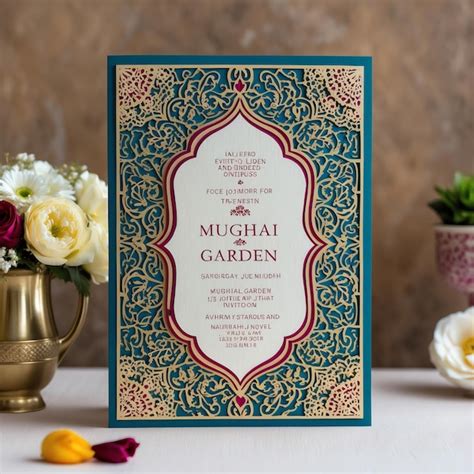 Beautiful Mughal Garden Wedding Invitation For A Luxurious Event