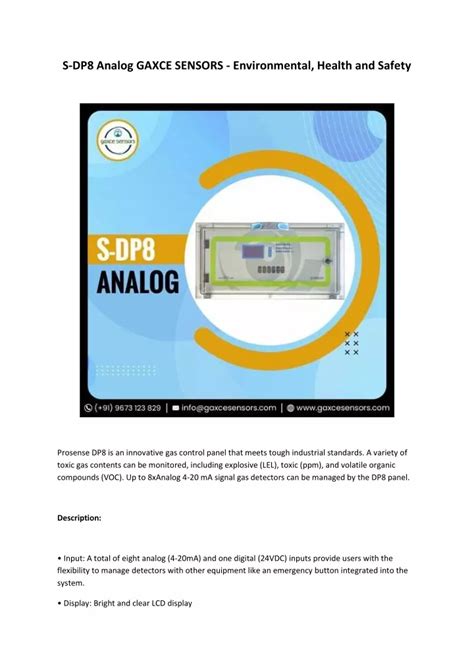 Ppt S Dp Analog Gaxce Sensors Environmental Health And Safety