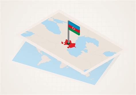 Azerbaijão Selecionado No Mapa Com Bandeira Isométrica Do Azerbaijão Vetor Premium