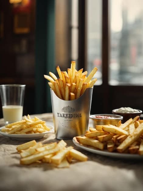 Premium Photo Burger And Crispy French Fries With Ketchup And Mayonnaise