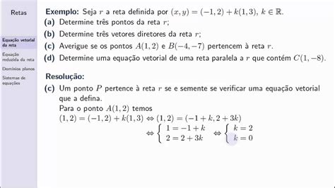 A Equação Da Reta Vetorial Da Reta Definida Pelos Pontos