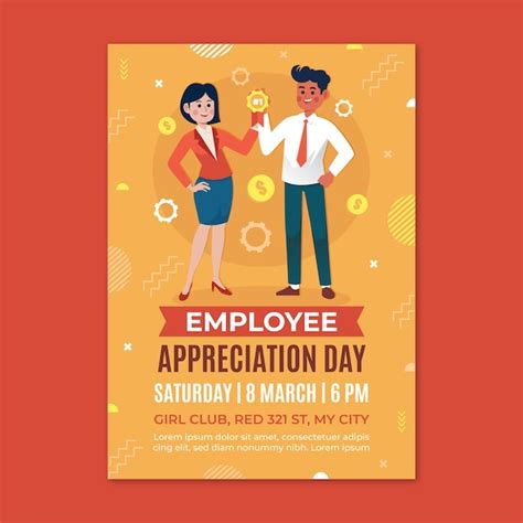 Free Vector Flat Employee Appreciation Day Vertical Poster Template