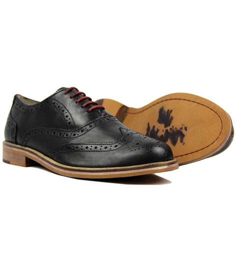 Ben Sherman Deon Retro 60s Mod Oxford Brogue Shoes In Black