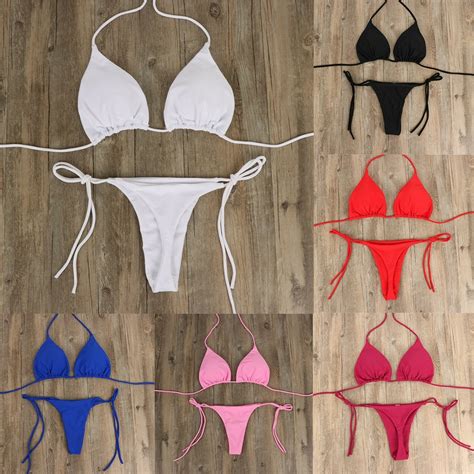 Hot Selling Women Thong Bikini Set Side Tie Sexy Swimsuit Bandage