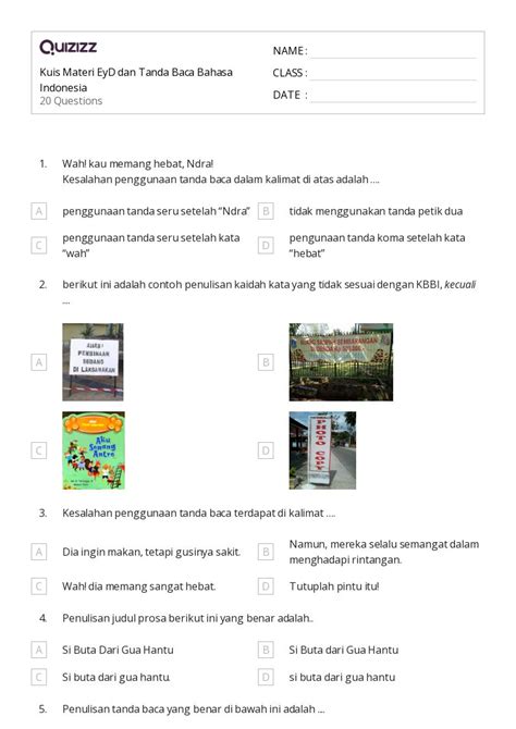 50 Lembar Kerja Kalimat Tanda Baca Untuk Kelas 1 Di Quizizz Gratis