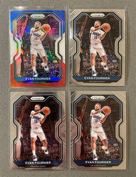 4 Lot 2020 21 Panini Prizm Basketball 216 Evan Fournier Red White Blue