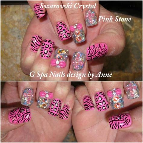 Leopard Nails Designs With Diamonds