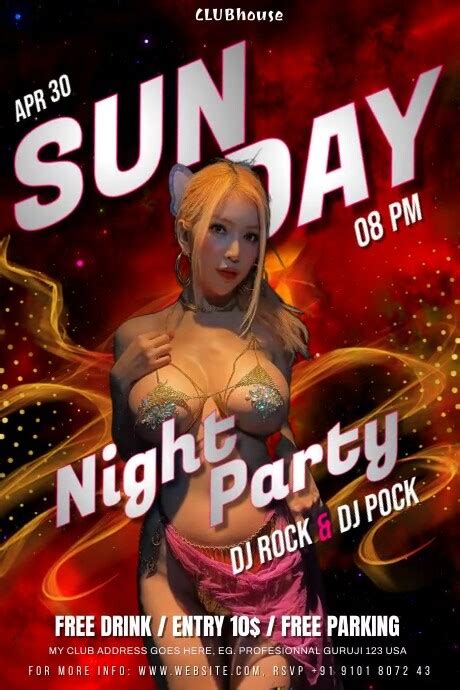 Red Maximalist Sunday Night Sexy Party Poster Template Postermywall