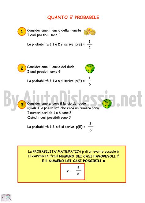 Il Calcolo delle probabilità 2ª Media AiutoDislessia net