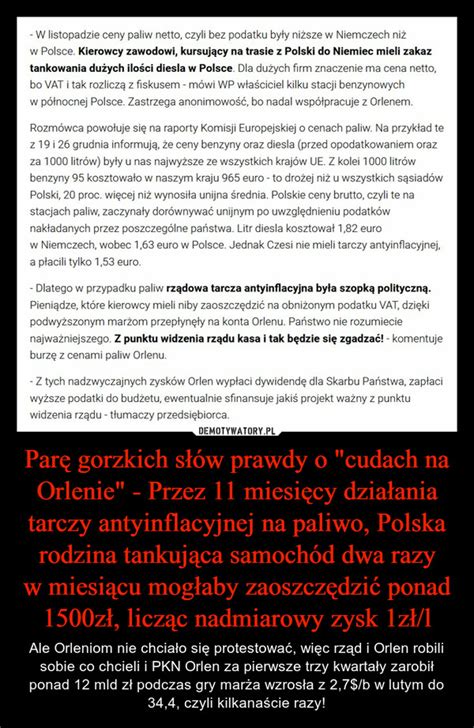 Parę gorzkich słów prawdy o cudach na Orlenie Przez 11 miesięcy