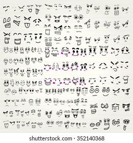 Hand Drawn Emoticon Set Stock Vector Royalty Free