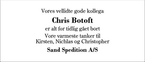 Dødsannonce Chris Botoft Herning Dødsannoncer dk