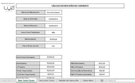 Como fazer cálculo de rescisão de contrato de trabalho Blog LUZ