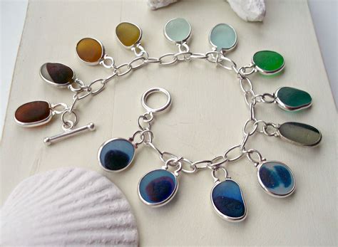 Sea Glass Jewellery Glass Charm Bracelet Sea Glass Jewelry Sea