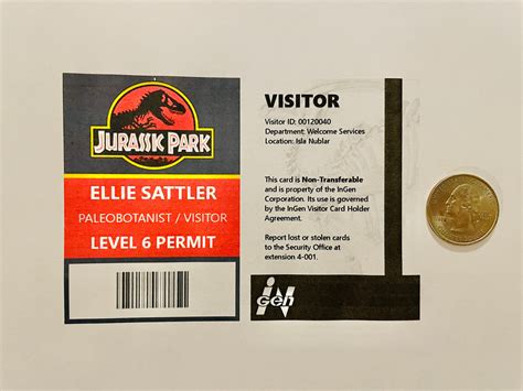 Ellie Sattler Jurassic Park Cosplay Id Badge Jurassic World Etsy