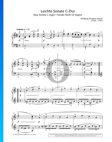 Easy Sonata In C Major Wolfgang Amadeus Mozart Piano Sheet Music Oktav