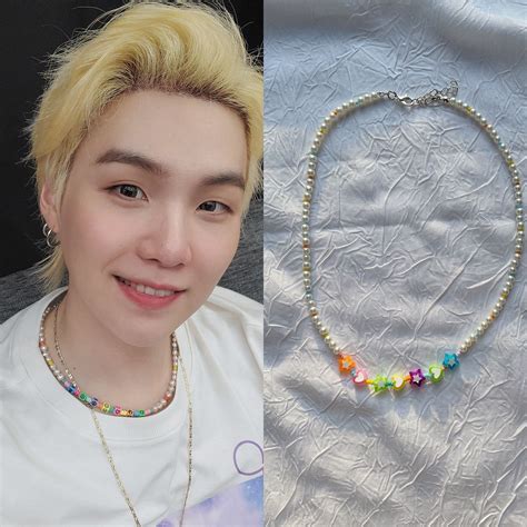 Beaded Necklace Bts Min Yoongi Inspired Necklace Suga Agust Etsy