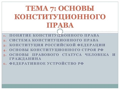 Основы Конституционного права РФ - презентация онлайн