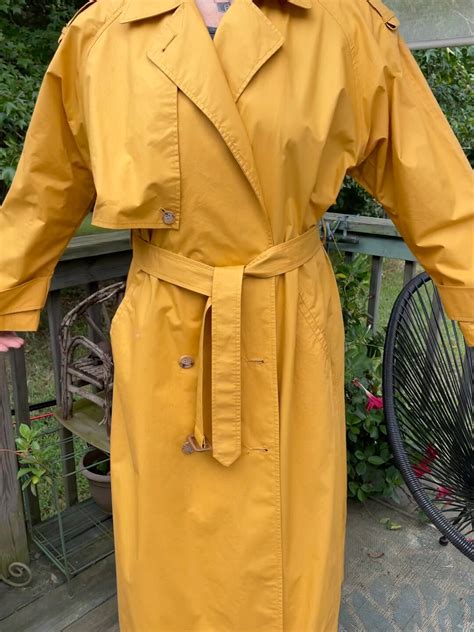 Anne Klein Raincoat Designer Trench Coat Vintage Mustard Overcoat Etsy