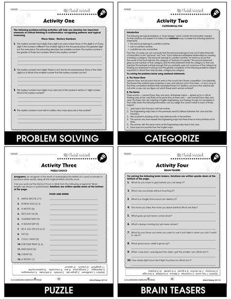 Critical Thinking Free Printable Worksheets Worksheetfun