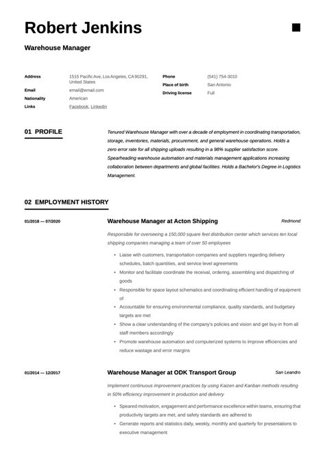 Warehouse Manager Resume And Guide 27 Examples 2023