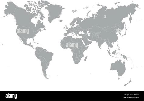 Grey World map on white background. High detail blank political. Vector ...