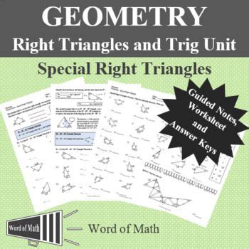 Geometry Special Right Triangles Guided Notes And Practice