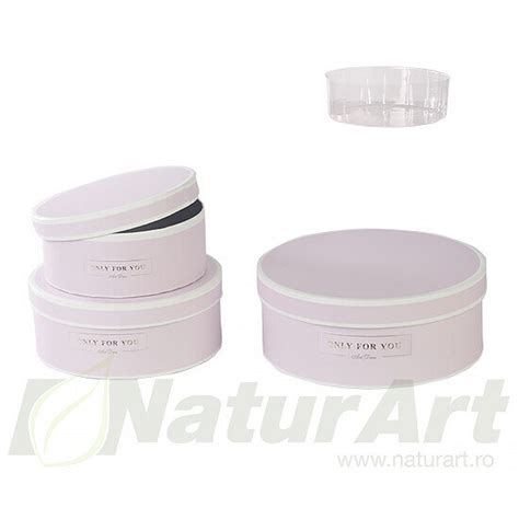 Cutii Cilindru 3set Liliac Bordura Alba 391604 Naturart