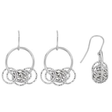 Fils D Oreilles Argent Rhodi Avec Cercle Lisse Et Petits