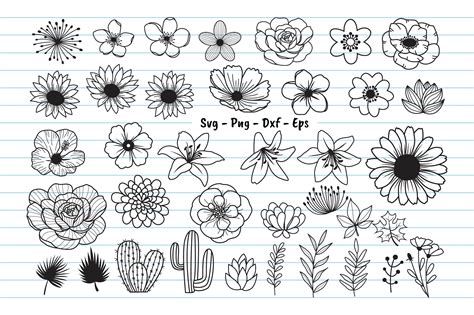 37 Flowers Bundle Svg Flower Svg Files Graphic By Dakhashop Creative