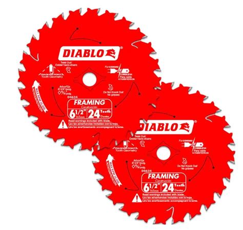 Diablo 7 1 4 Or 6 1 2 24 Tooth Framing Circular Saw Blade 2 Pack For