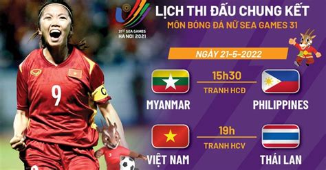 Lịch thi đấu chung kết bóng đá nữ SEA Games 31 Việt Nam Thái Lan