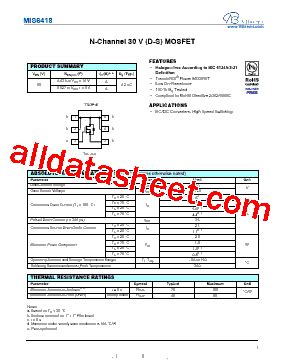 Mis Datasheet Pdf Vbsemi Electronics Co Ltd