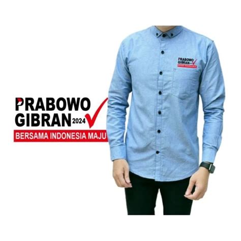 Eksklusif Kemeja Kampanye Lengan Panjang Prabowo Gibran Warna Soft Blue