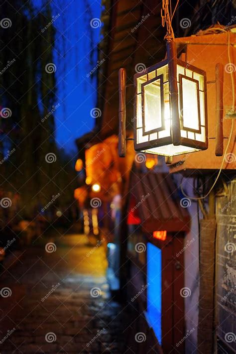 Night View Of Traditional Chinese Street Lamp Lijiang Stock Image