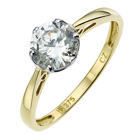 9ct Yellow Gold Cubic Zirconia Solitaire Ring H Samuel The Jeweller