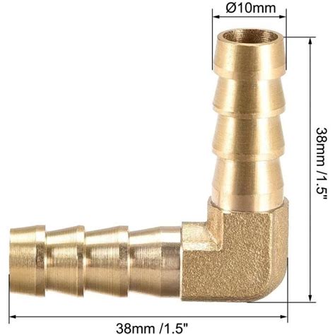 TUBE sourcing map 10mm Barbelé Laiton Tuyau Raccord 90 Degré Coude