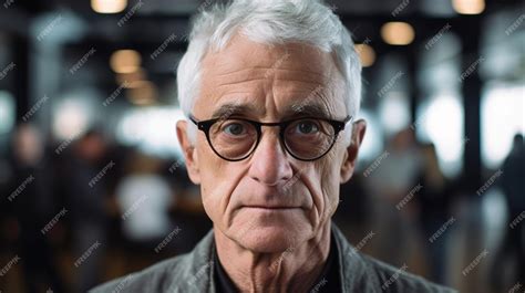 Premium Ai Image A Man With Grey Hair And Glasses